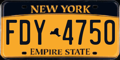 NY license plate FDY4750