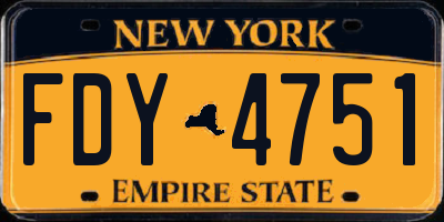 NY license plate FDY4751