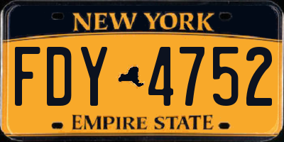 NY license plate FDY4752