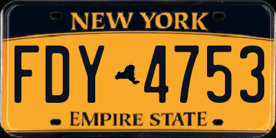 NY license plate FDY4753