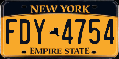NY license plate FDY4754