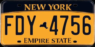 NY license plate FDY4756