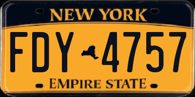 NY license plate FDY4757
