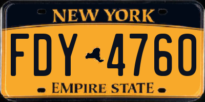 NY license plate FDY4760