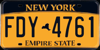 NY license plate FDY4761