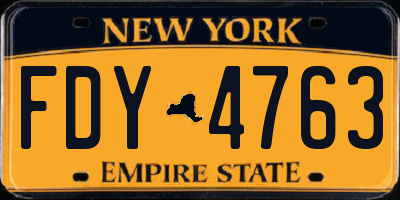NY license plate FDY4763