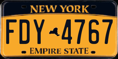 NY license plate FDY4767
