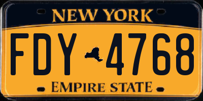 NY license plate FDY4768
