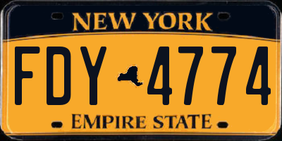 NY license plate FDY4774