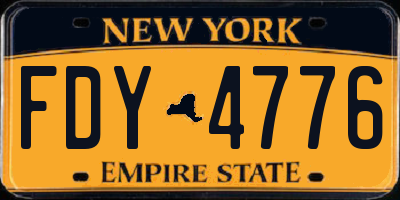 NY license plate FDY4776