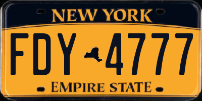 NY license plate FDY4777