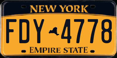NY license plate FDY4778