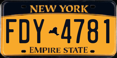NY license plate FDY4781