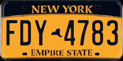 NY license plate FDY4783