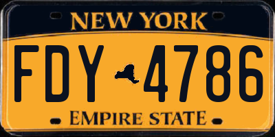 NY license plate FDY4786