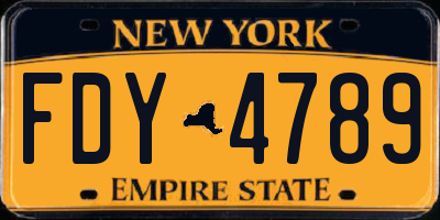 NY license plate FDY4789
