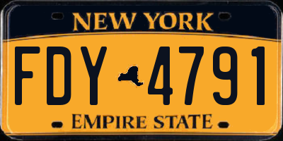 NY license plate FDY4791