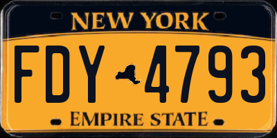 NY license plate FDY4793