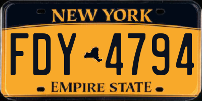 NY license plate FDY4794