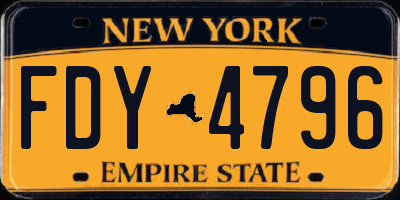 NY license plate FDY4796