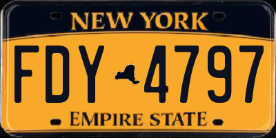 NY license plate FDY4797