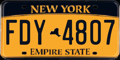 NY license plate FDY4807