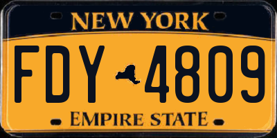 NY license plate FDY4809