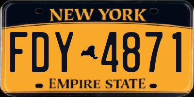 NY license plate FDY4871