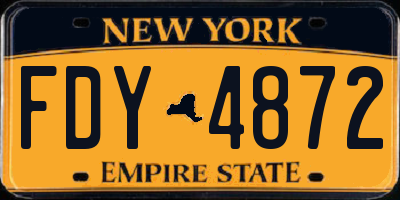 NY license plate FDY4872