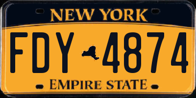 NY license plate FDY4874