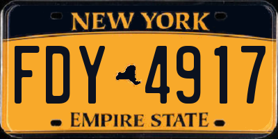 NY license plate FDY4917