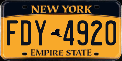 NY license plate FDY4920