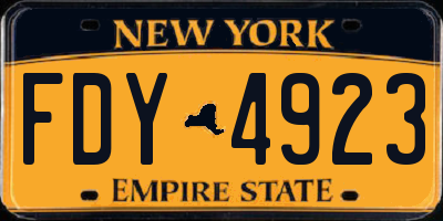 NY license plate FDY4923