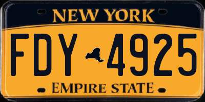 NY license plate FDY4925