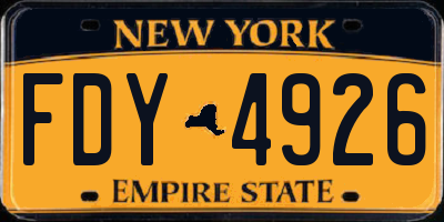 NY license plate FDY4926