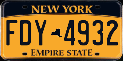 NY license plate FDY4932
