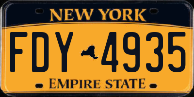 NY license plate FDY4935