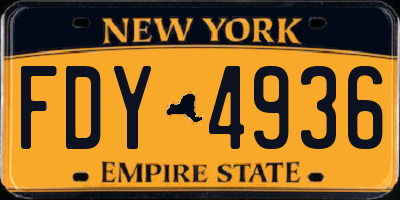 NY license plate FDY4936