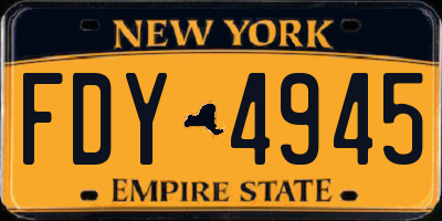 NY license plate FDY4945
