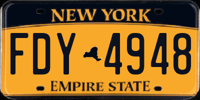 NY license plate FDY4948