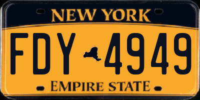 NY license plate FDY4949