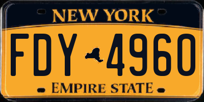 NY license plate FDY4960