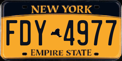 NY license plate FDY4977