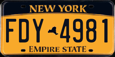 NY license plate FDY4981
