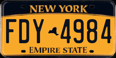 NY license plate FDY4984