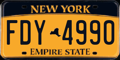 NY license plate FDY4990