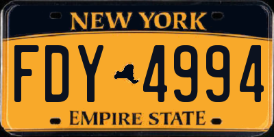 NY license plate FDY4994