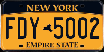 NY license plate FDY5002