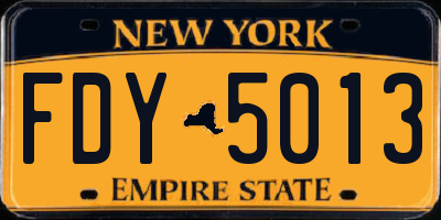 NY license plate FDY5013
