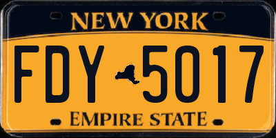 NY license plate FDY5017